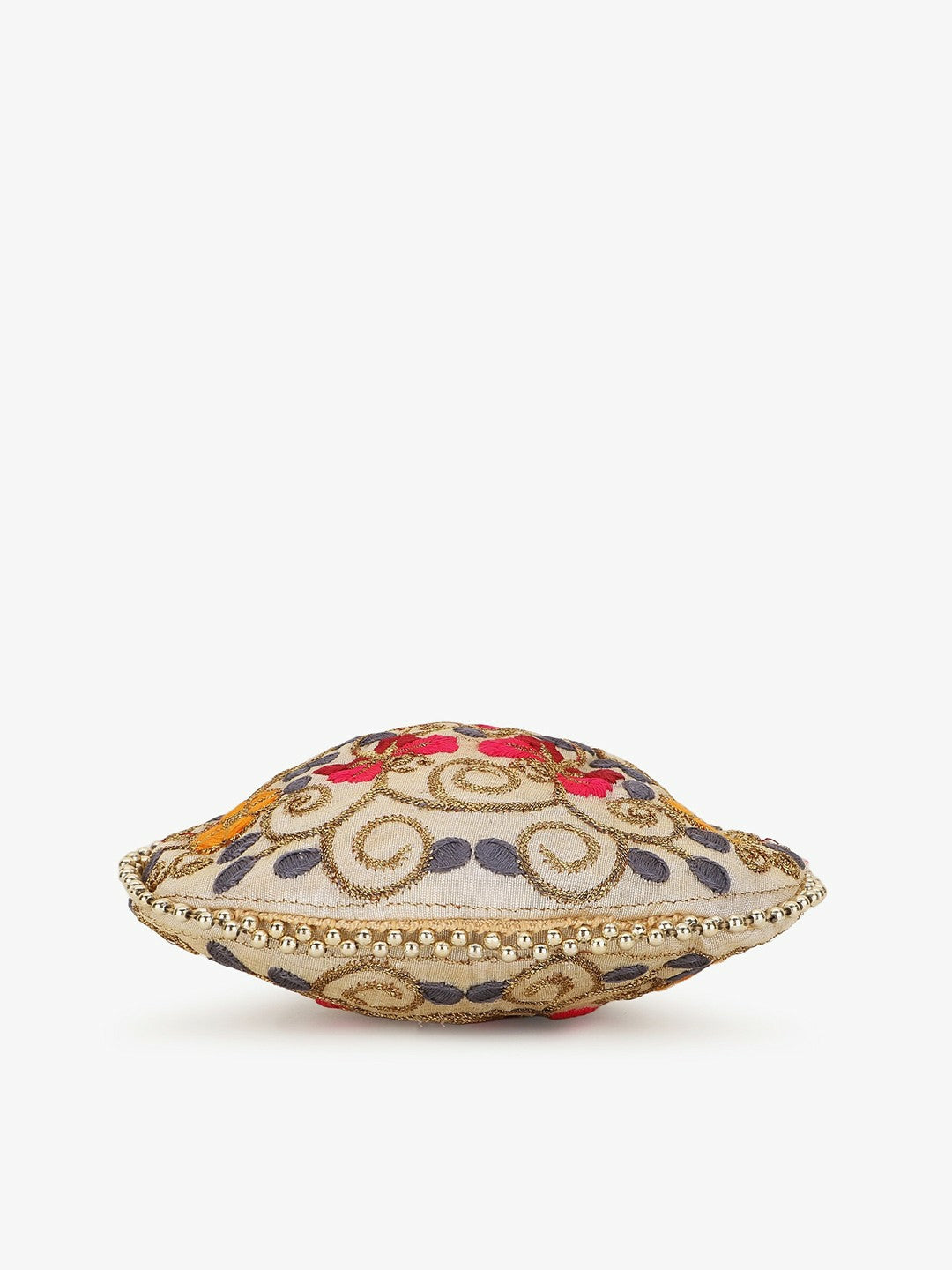 Buy Elegant Cream & Red Embroidered Tasselled Potli Clutch – Indiaista