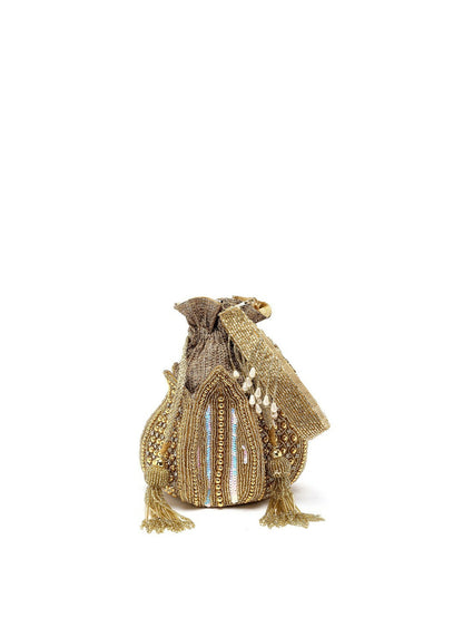 Buy Gold-Toned Embellished Tasselled Potli Bags Online – Indiaista